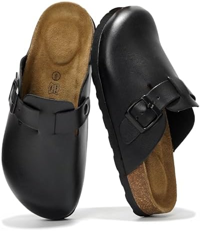 Amazon.com | Birkenstock Men?s Boston Black Leather Sandals 40 EU